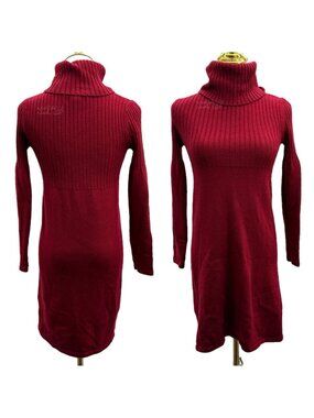 Geoffrey Beene Turtleneck Wool Blend Ribbed Knit Sweater Dress Size Small